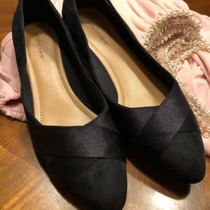 Black Suede with Satin trim